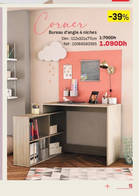 Kitea Bureau d'angle 4 niches Corner