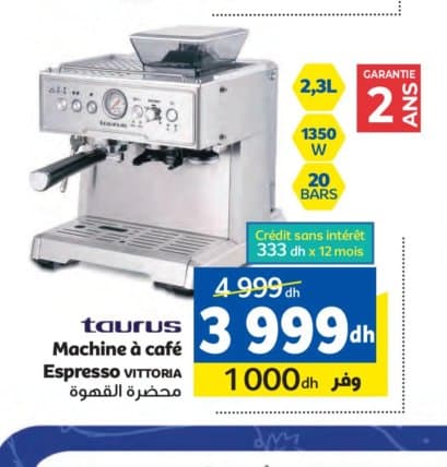 taurus Machine à café Espresso VITTORIA chez Marjane