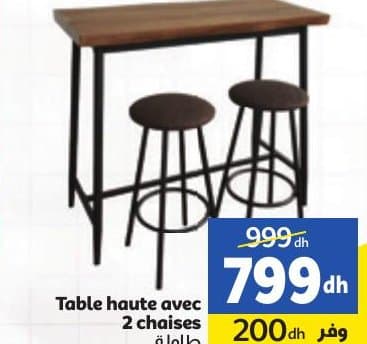 Marjane Table haute avec 2 chaises