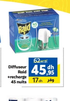 Marjane Diffuseur Raid + recharge 45 nuits