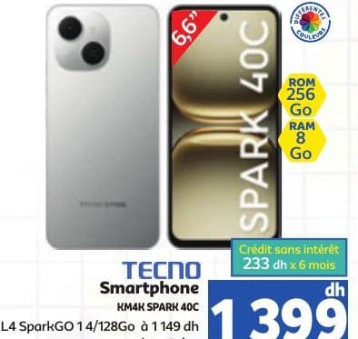 Marjane TECNO Smartphone SPARK 40C