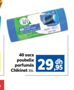 Marjane 40 sacs poubelle parfumés Chikinet 35L chez Marjane