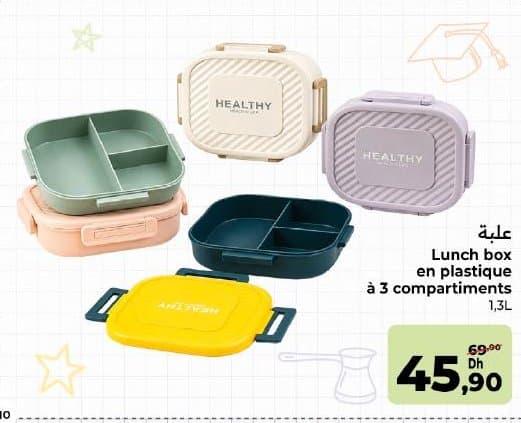 Carrefour Lunch box en plastique à 3 compartiments chez Carrefour