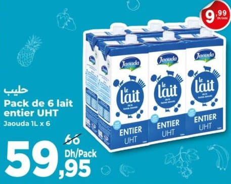 Carrefour Pack de 6 lait entier UHT Jaouda