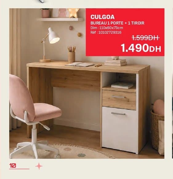 Kitea CULGOA BUREAU 1 PORTE + 1 TIROIR