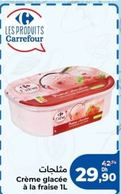 Carrefour Crème glacée à la fraise 1L