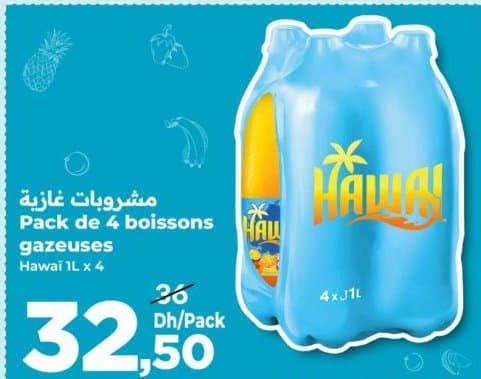 Carrefour Pack de 4 boissons gazeuses Hawai
