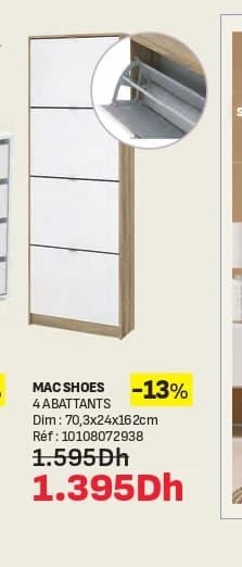 Kitea Meuble à chaussures 4 abattants Mac Shoes