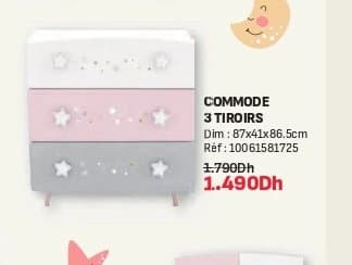 Kitea COMMODE 3 TIROIRS STELLA