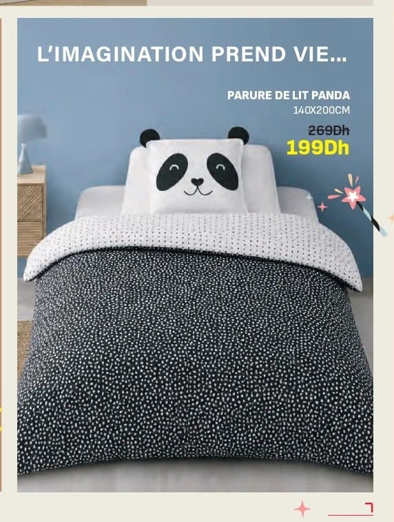 Parure Kitea de lit PANDA 140x200cm