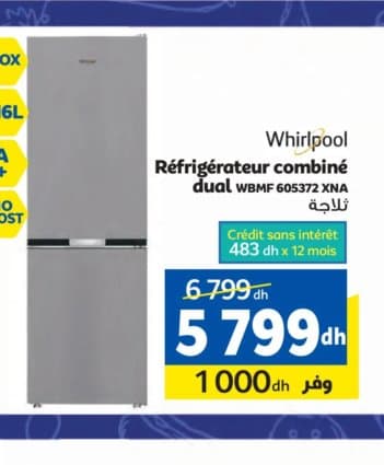 Marjane Pack Whirlpool Réfrigérateur WBMF 605372 XNA chez Marjane