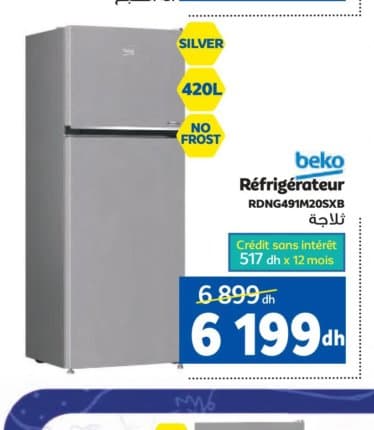Marjane Réfrigérateur Beko RDNG491M20SXB chez Marjane