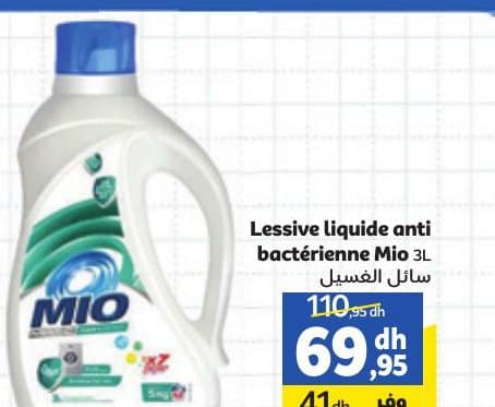 Marjane Lessive liquide anti bactérienne Mio 3L