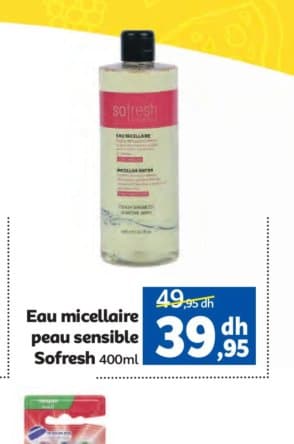 Marjane Eau micellaire peau sensible Sofresh 400ml