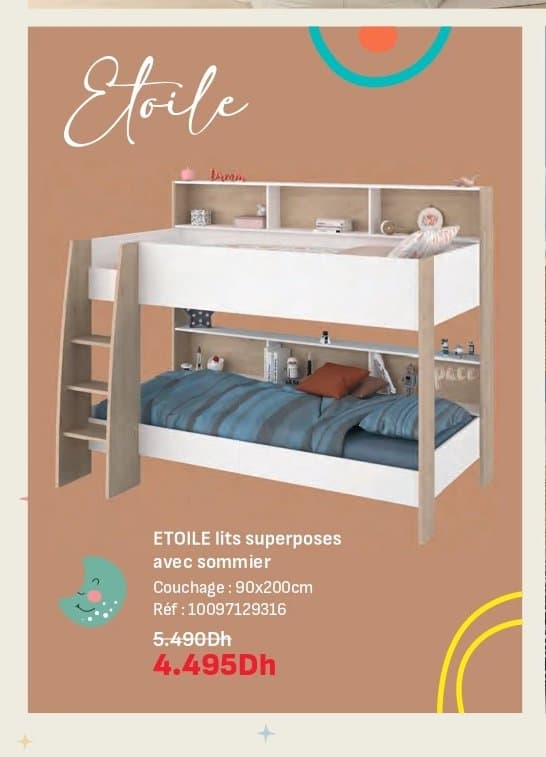 Kitea Lits superposés ETOILE avec sommier 90x200cm