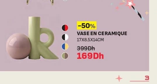 Kitea Vase en céramique 17x8.5x14cm