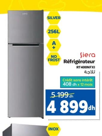 Marjane Réfrigérateur Siera RT400NFXI chez Marjane