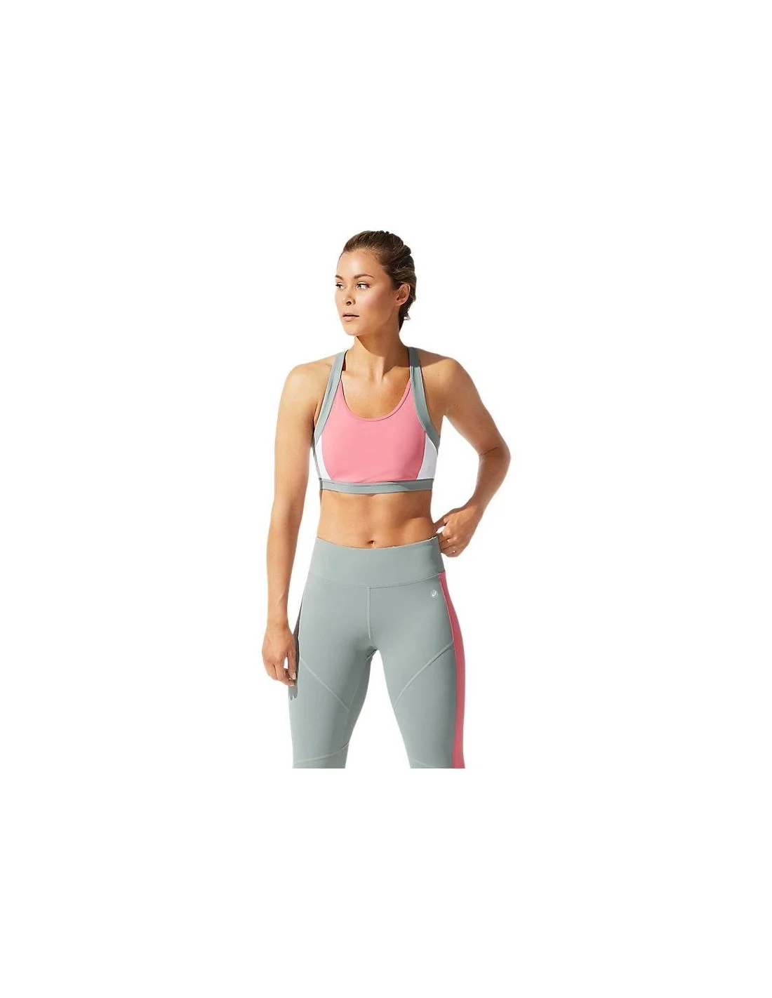 Brassiere 2 Color Block Femme Vert/rose chez Sporteo