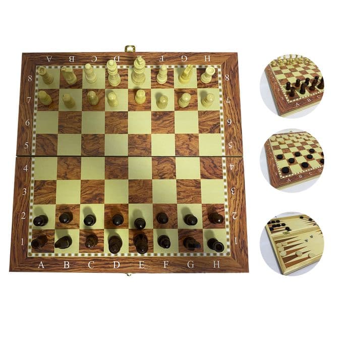 Toys and Kids JEU 3 EN 1 GRAND ECHEQUIER (ECHECS, BACKGAMOON, DAMES) chez Toys and Kids