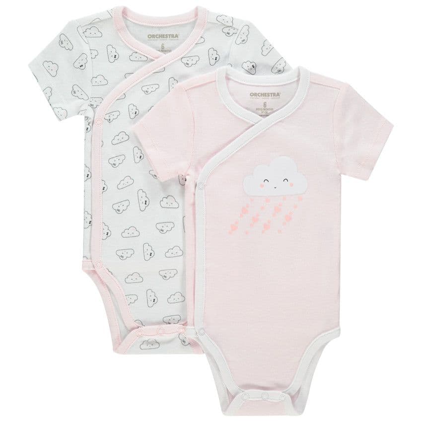 Orchestra Lot De 2 Bodies Manches Courtes Print Nuages - Rose - Prématuré - Body - Bébé Fille chez Orchestra