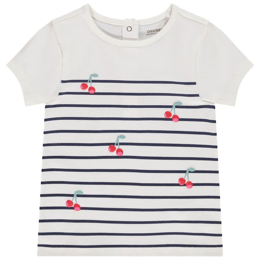 Orchestra T-shirt Manches Courtes Type Marinière Fantaisie Pour Bébé Fille - Ecru - 3 Mois - T-shirt chez Orchestra