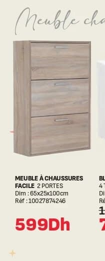 Kitea Meuble à chaussures 2 portes chez Kitea