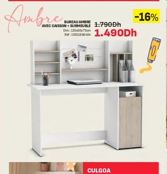 Kitea AMBRE BUREAU AVEC CAISSON + SURMEUBLE chez Kitea