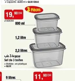 BIM Set de 3 boites de conservation QLUX chez BIM