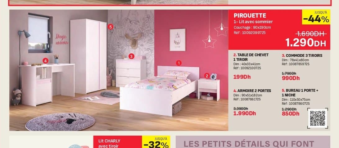Kitea Lit PIROUETTE avec sommier 90x190cm chez Kitea