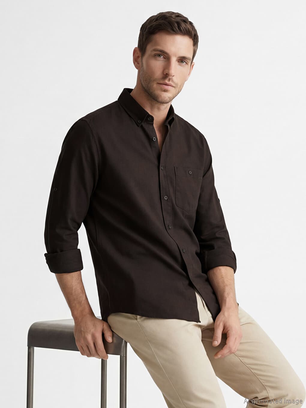 LC Waikiki Chemise Homme Coupe Régulière Aspect Lin Mélangé