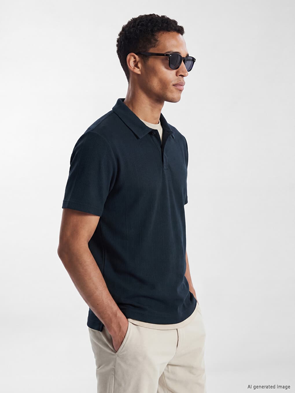 T-shirt LC Waikiki Homme Standard À Col Polo En Tissu Gaufré
