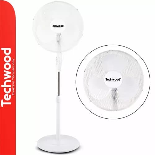 Ventilateur Sur Pied Rond 40 Cm Blanc Techwood chez Tangerois