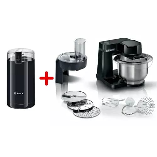 Duo Moulin TSM6A013B + Kitchen Machine MUMS2EB01 Noir Bosch chez Tangerois