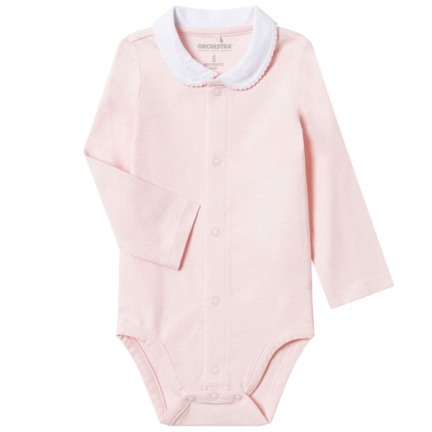 Orchestra Body Manches Longues En Coton Bio À Col Claudine - Rose - Prématuré - Body - Bébé Fille chez Orchestra