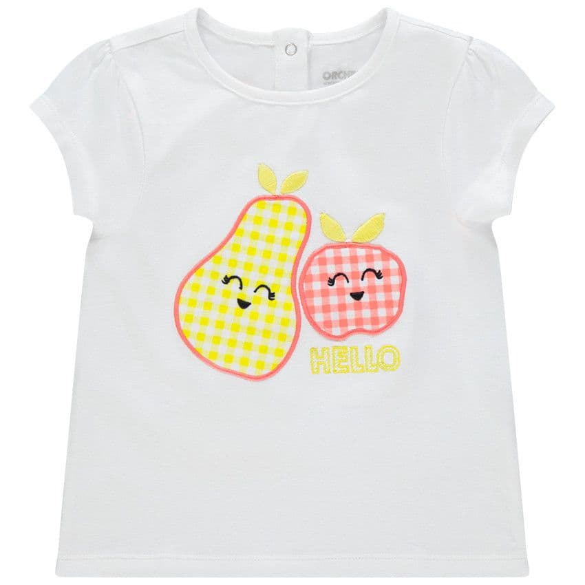 Orchestra T-shirt manches courtes en coton à carreaux - Blanc - 3 mois - T-shirt, polo, sous pull - Bébé fille chez Orchestra